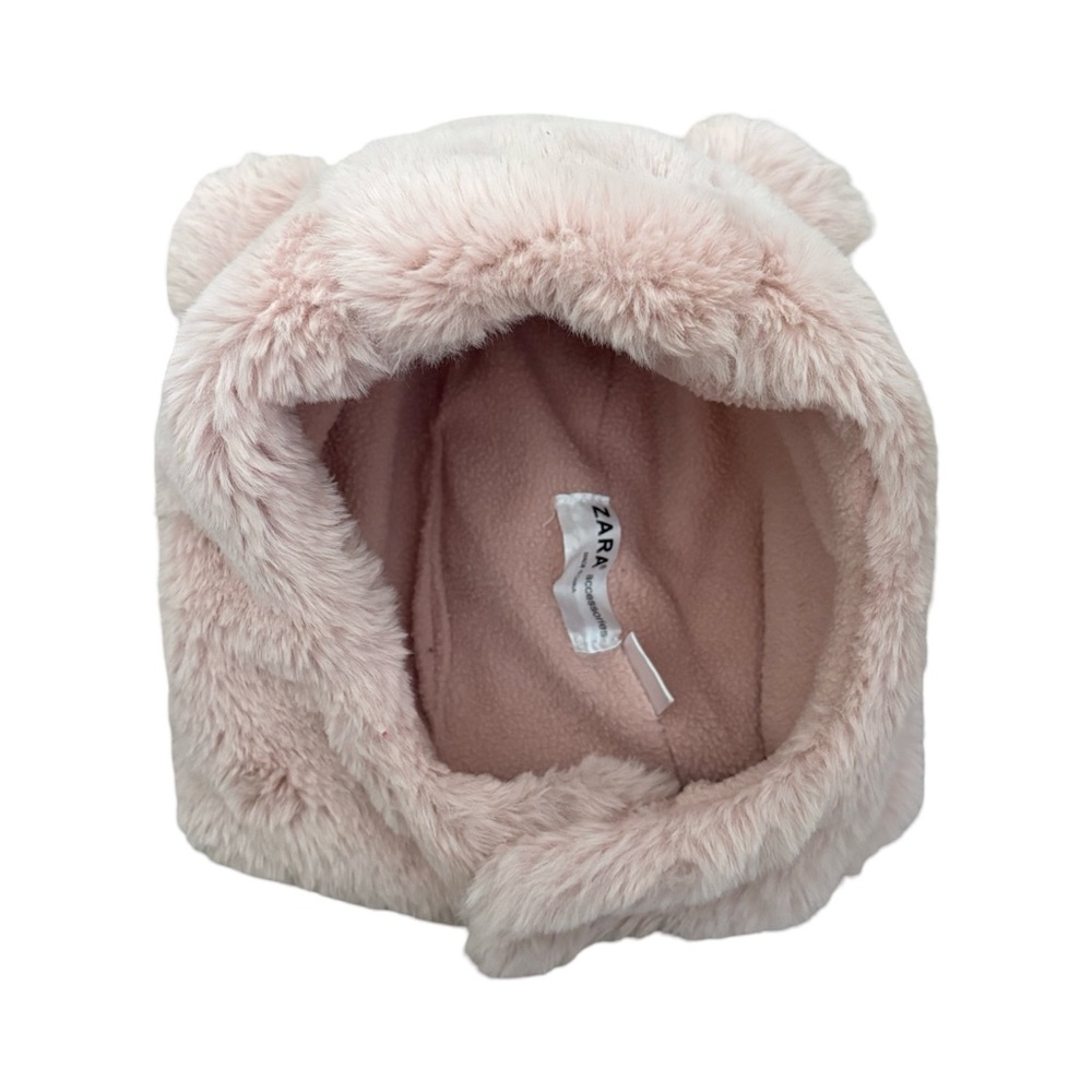 Zara Plush Bear Hood in Blush Pink 2T I-0328